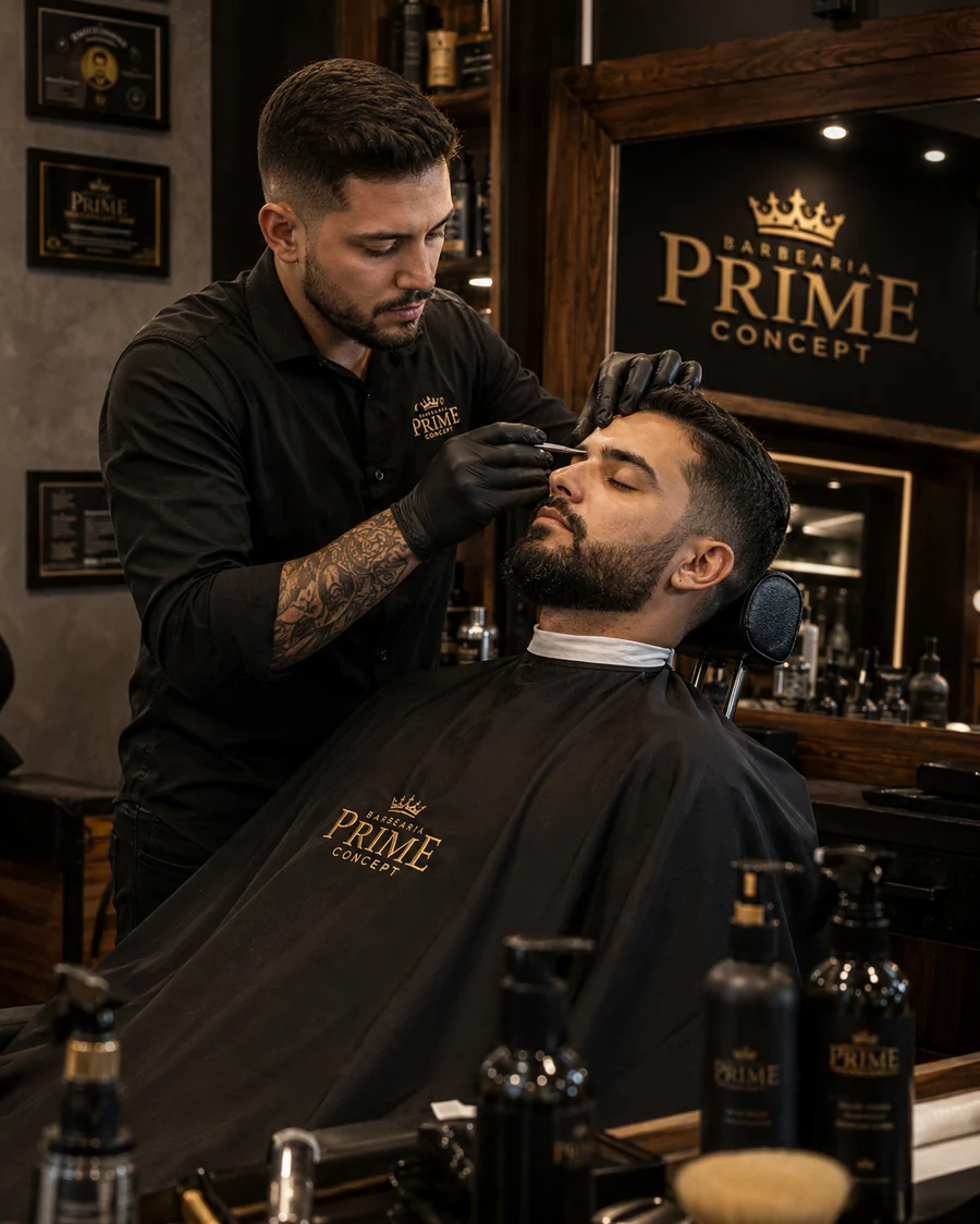 Acabamento e sobrancelha masculina
